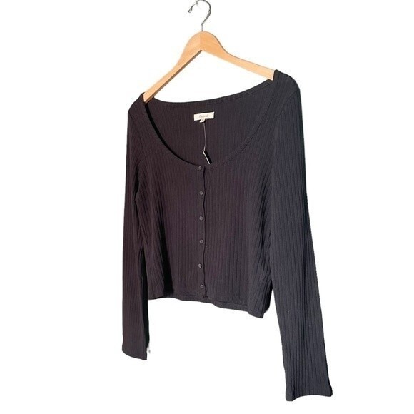 Madewell Black Ribbed Long Sleeve Top - Picture 5 of 11